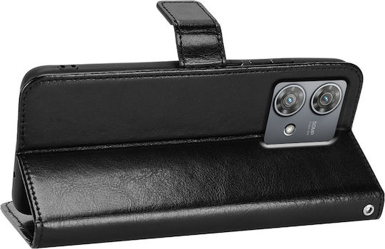 Crazy Horse Wallet Δερματίνης / Πλαστικό / Σιλικόνης Μαύρο (Motorola Edge 40)