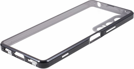Back Cover Tempered Glass / Plastic Magnetic Negru (Xperia 1 V)