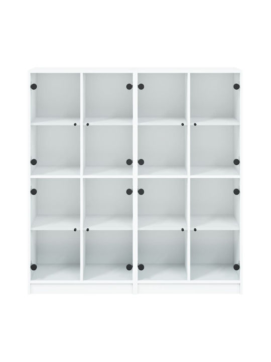 Floor-standing Living Room Display Cabinet made of Particleboard with Glass White 136x37x142cm