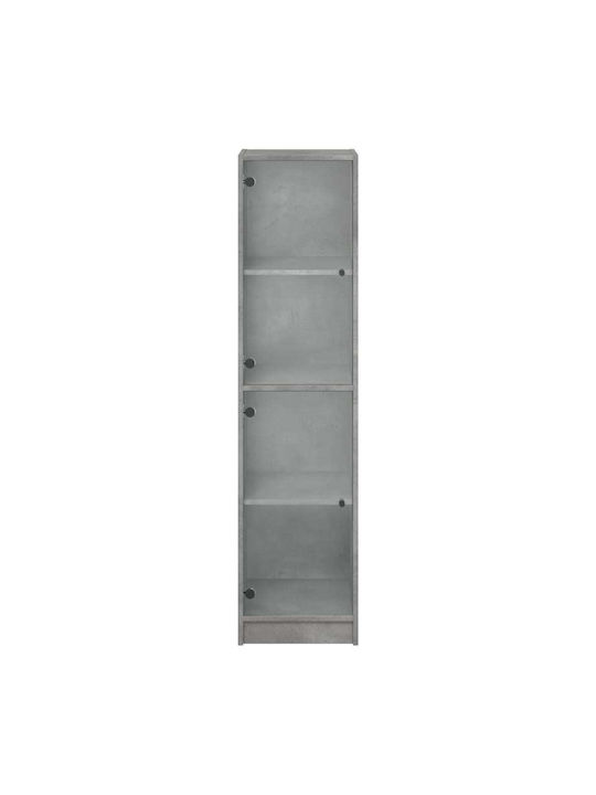 Floor-standing Living Room Display Cabinet made of Particleboard with Glass Grey 35x37x142cm