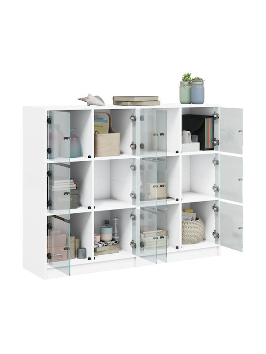 Floor-standing Living Room Display Cabinet made of Particleboard with Glass White 136x37x109cm