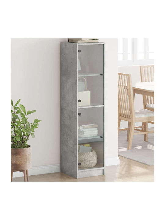 Floor-standing Living Room Display Cabinet made of Particleboard with Glass Grey 35x37x142cm