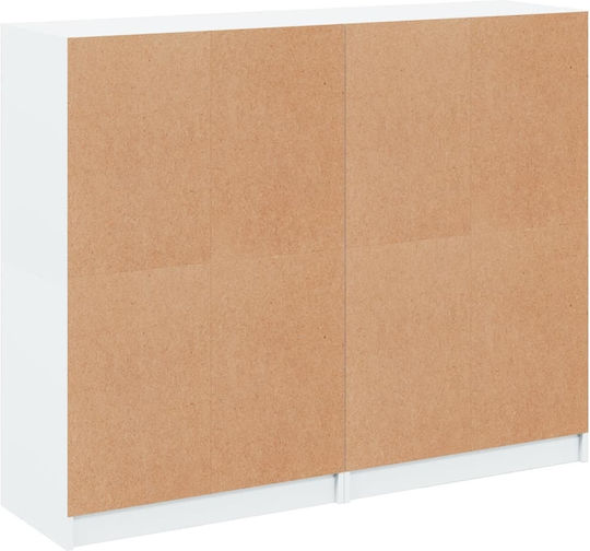 Wohnzimmer-Bodenvitrine aus Spanplatte Weiß Verglast 136x37x109cm