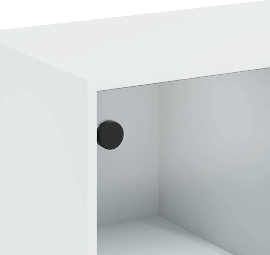 Wohnzimmer-Bodenvitrine aus Spanplatte Weiß Verglast 136x37x109cm