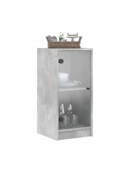 Floor-standing Living Room Display Cabinet made of Particleboard with Glass Grey 35x37x75.5cm