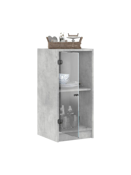 Floor-standing Living Room Display Cabinet made of Particleboard with Glass Grey 35x37x75.5cm