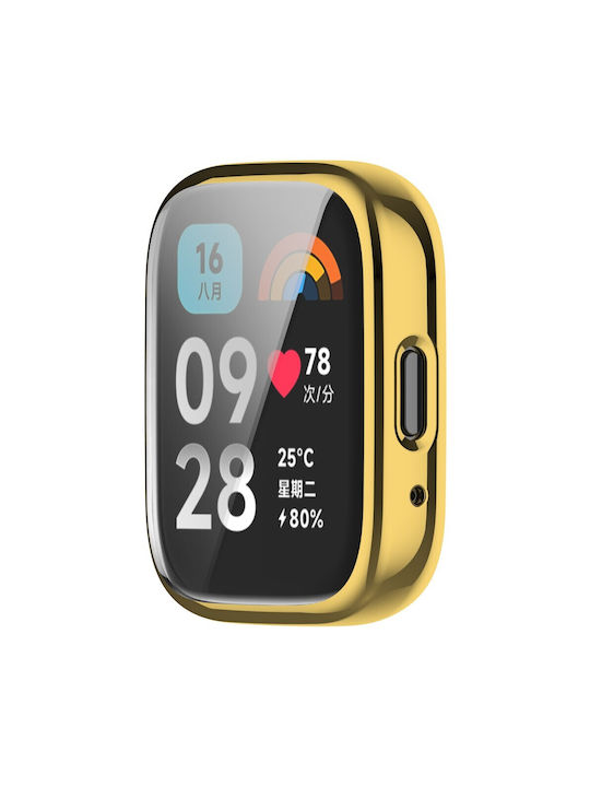 Πλαστική Θήκη με Τζαμάκι σε Χρυσό χρώμα για Redmi Watch 3 Active Πλαστική Θήκη με Τζαμάκι σε Χρυσό χρώμα για Redmi Watch 3 Active