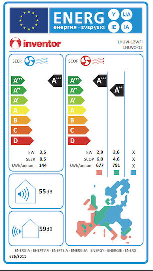 Inventor Leon (LHUV) Aparat De Aer Condiționat Inverter 12000 BTU A+++/A++ Cu WiFi Și Tehnologie iA Plus