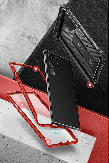 Dexnor 360 Full Cover Σετ με Τζαμάκι Κόκκινο (Galaxy S21 Ultra 5G)