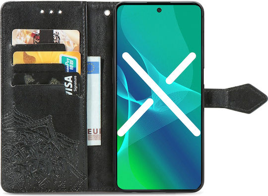 Oppo Mandala Книга Изкуствена кожа / Пластмаса / Силикон Черен (Oppo A78 4G)