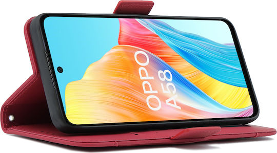Oppo Book Synthetic Leather / Plastic / Silicone Red (Oppo A58 4G)