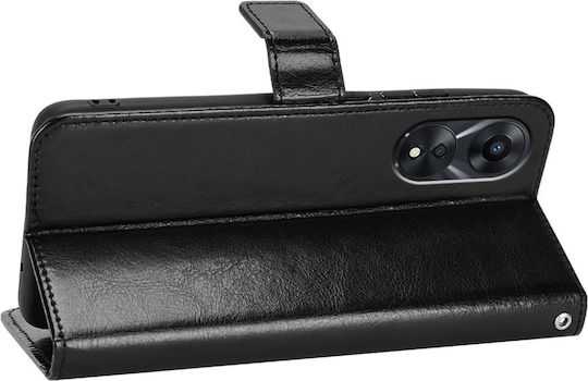 Crazy Horse Wallet Synthetic Leather / Plastic / Silicone Black (Oppo A78 5G)