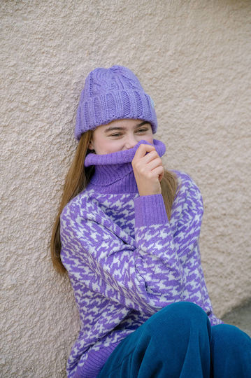 Beanie Unisex Beanie Gestrickt in Flieder Farbe