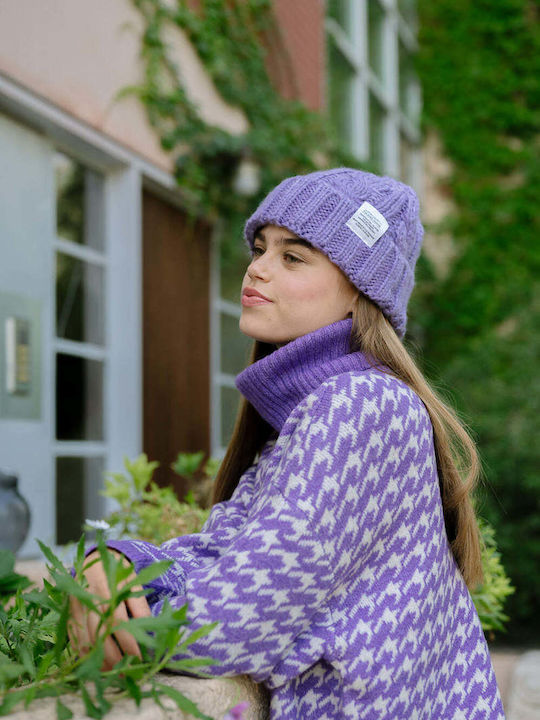 Beanie Unisex Beanie Gestrickt in Flieder Farbe