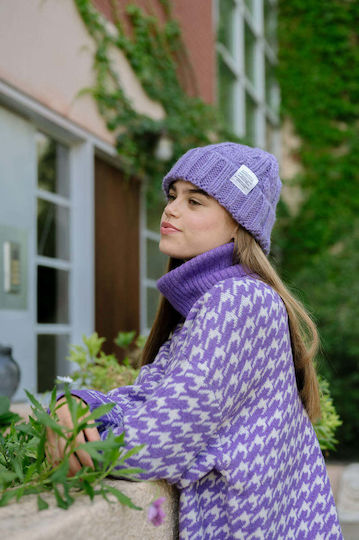 Beanie Unisex Beanie Gestrickt in Flieder Farbe