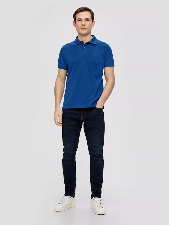 S.Oliver Men's Short Sleeve Blouse Polo Royal Blue