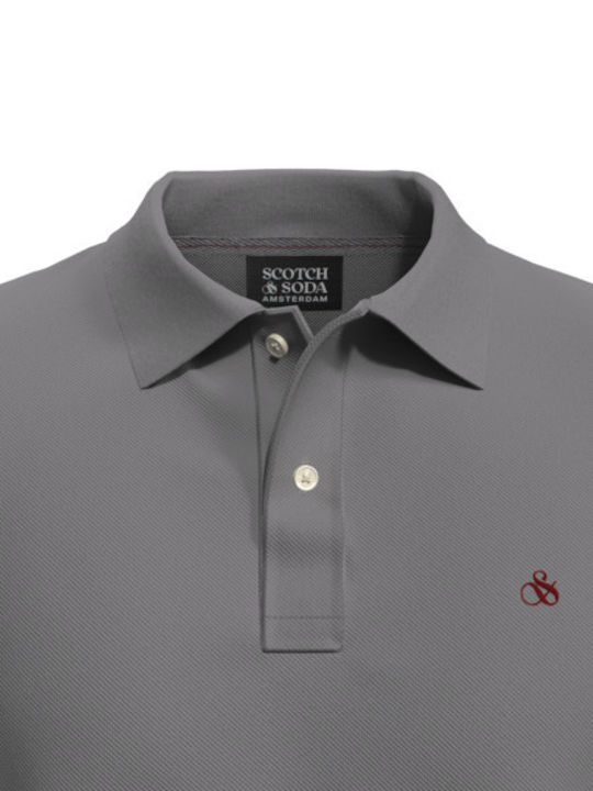 Scotch & Soda Bluza Bărbătească cu Mânecă Scurtă Polo GRI