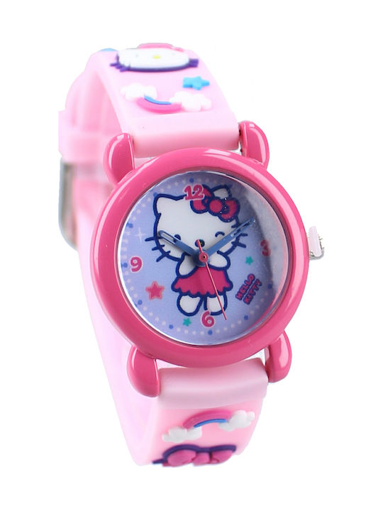 Hello Kitty Kinder-Analoguhr mit Kautschuk/Plastikarmband Rosa