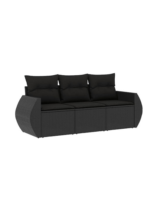vidaXL Tree-Seater Outdoor Sofa Rattan with Cushions 55x55x69cm