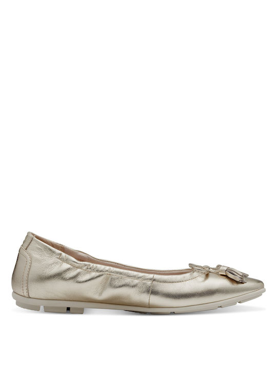 Tamaris Lederne Damen Ballerinas in Gold Farbe