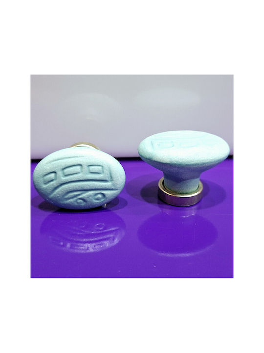Premier Kids Knob Furniture made of Zamak & Metallic & Porcelain in Light Blue Color 35mm (Center Distance 25mm) 11779-000-ARG1 1pcs