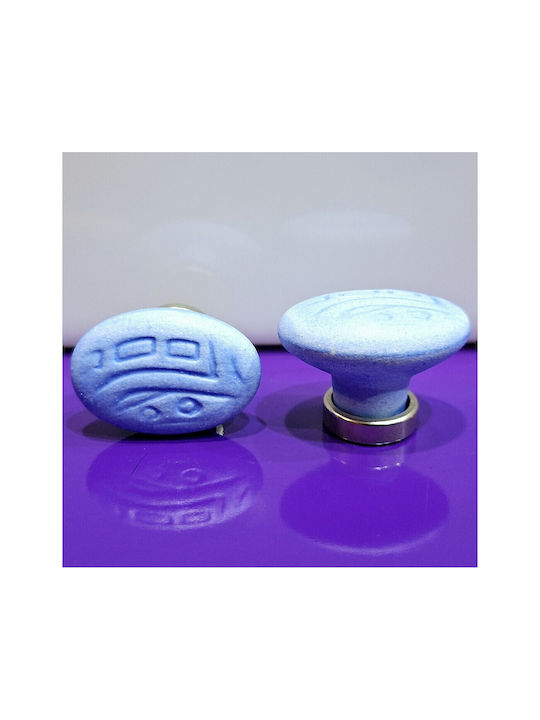 Premier Kids Knob Furniture made of Zamak & Metallic & Porcelain in Blue Color 35mm (Center Distance 25mm) 11780-000-ARG1 1pcs