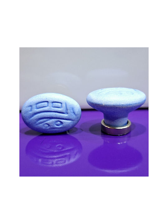 Premier Kids Knob Furniture made of Zamak & Metallic & Porcelain in Blue Color 35mm (Center Distance 25mm) 11780-000-ARG1 1pcs
