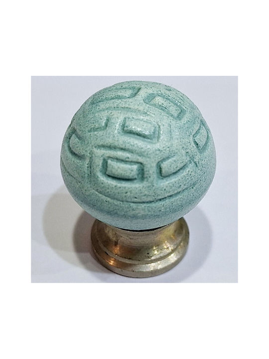 Premier Kinder Knopf Möbelgriff aus Zamak & Metallisch & Porzellan in Hellblau Farbe 11776-000-ARG1 1Stück