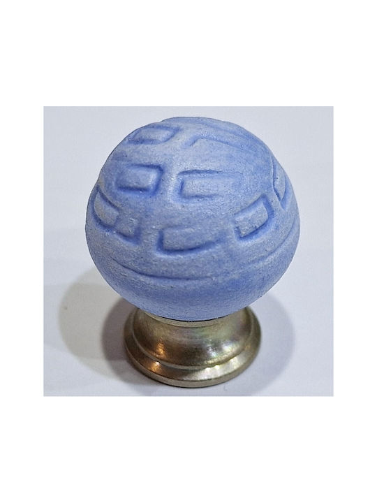 Premier Kinder Knopf Möbelgriff aus Zamak & Metallisch & Porzellan in Blau Farbe 11777-000-ARG1 1Stück