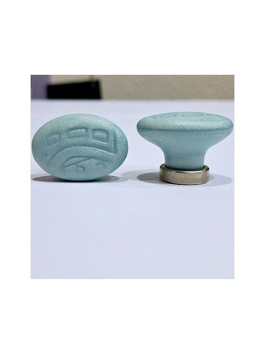 Premier Kids Knob Furniture made of Zamak & Metallic & Porcelain in Light Blue Color 35mm (Center Distance 25mm) 11779-000-ARG1 1pcs