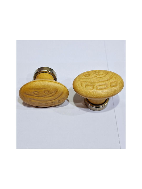 Premier Kids Knob Furniture made of Zamak & Porcelain & Metallic in Yellow Color 35mm (Center Distance 25mm) 11781-000-ARG1 1pcs