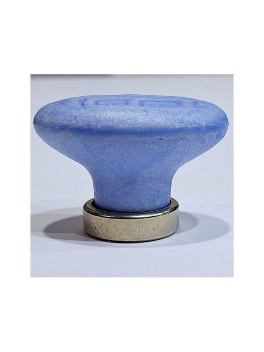 Premier Kids Knob Furniture made of Zamak & Metallic & Porcelain in Blue Color 35mm (Center Distance 25mm) 11780-000-ARG1 1pcs