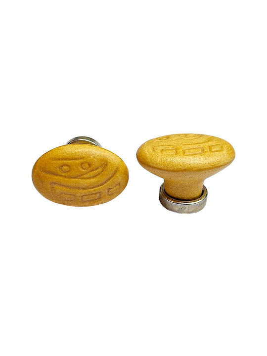Premier Kids Knob Furniture made of Zamak & Porcelain & Metallic in Yellow Color 35mm (Center Distance 25mm) 11781-000-ARG1 1pcs