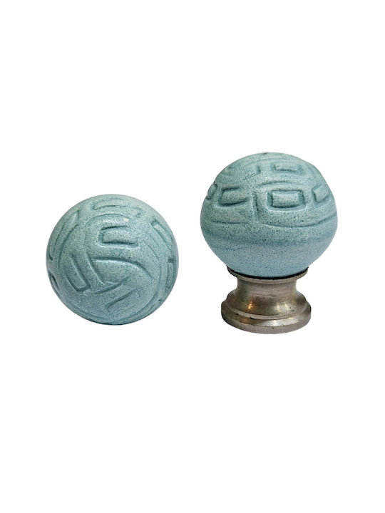Premier Kinder Knopf Möbelgriff aus Zamak & Metallisch & Porzellan in Hellblau Farbe 11776-000-ARG1 1Stück