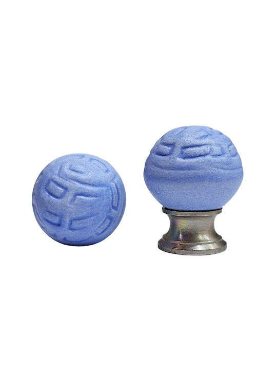 Premier Kinder Knopf Möbelgriff aus Zamak & Metallisch & Porzellan in Blau Farbe 11777-000-ARG1 1Stück