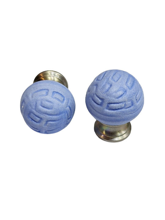 Premier Kinder Knopf Möbelgriff aus Zamak & Metallisch & Porzellan in Blau Farbe 11777-000-ARG1 1Stück