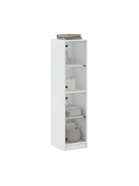 Wall Living Room Display Cabinet made of Particleboard with Glass White 35x37x142cm