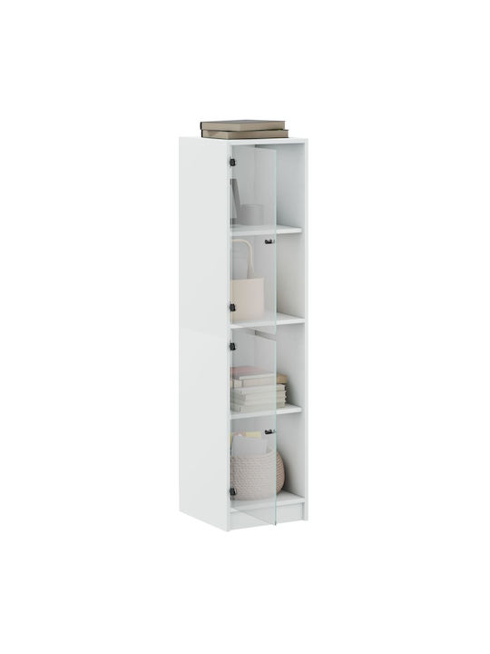 Wall Living Room Display Cabinet made of Particleboard with Glass White 35x37x142cm