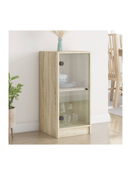 Wall Living Room Display Cabinet made of Particleboard with Glass Sonoma Oak 35x37x75.5cm