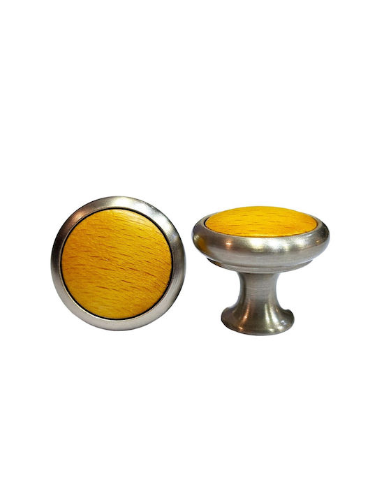 Gem Knopf Möbelgriff aus Metallisch & Zamak & Hölzernes Nickel matt 11782-000-MAU1 1Stück