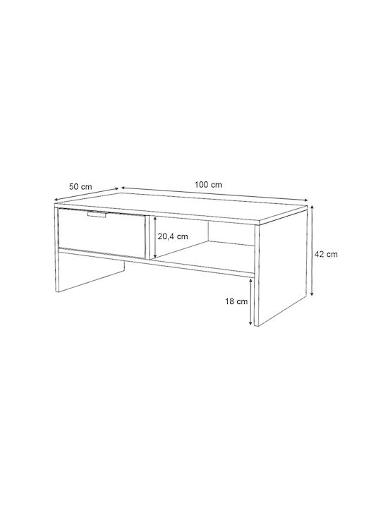 Rectangular Central Coffee Table Galaxy Wooden Gray Concrete W100xL50xH42cm