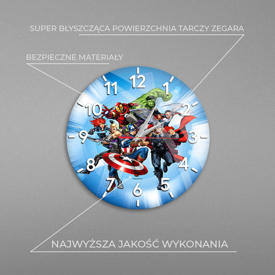 Marvel Παιδικό Ρολόι Τοίχου Υπερήρωες Μεταλλικό 30.5εκ.