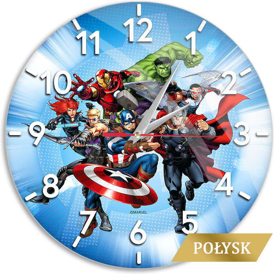 Marvel Παιδικό Ρολόι Τοίχου Υπερήρωες Μεταλλικό 30.5εκ.