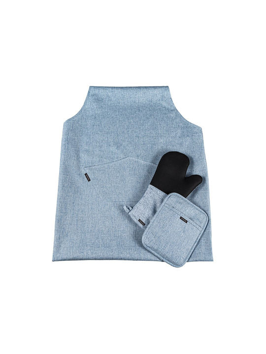 Guy Laroche Küchenschürze mit Topflappen und Handtuch Blau 5Stück