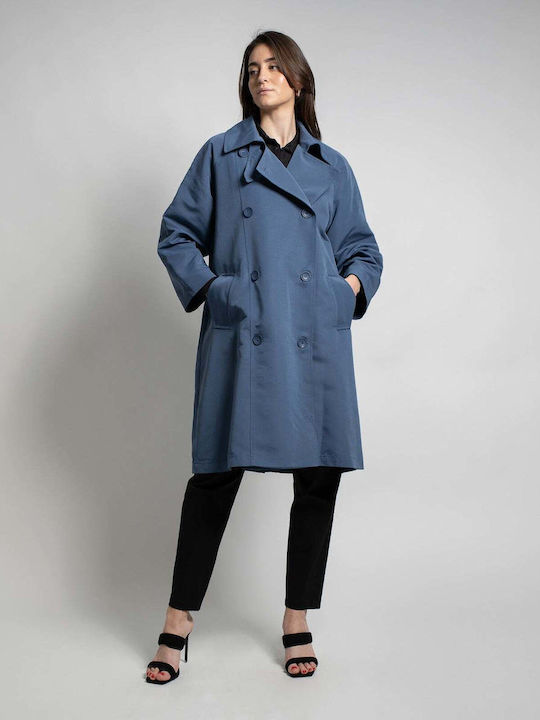 Fashioncore Palton pentru femei Albastru Cabană