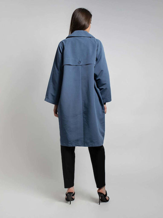 Дамска Син Тренчкот Oversized