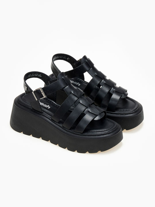 Refresh Damen Flache Sandalen Flatforms in Schwarz Farbe