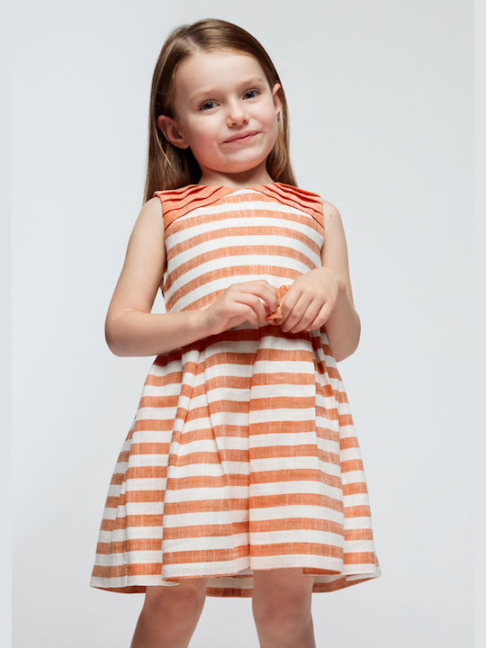 Mayoral Kids Dress Striped orange