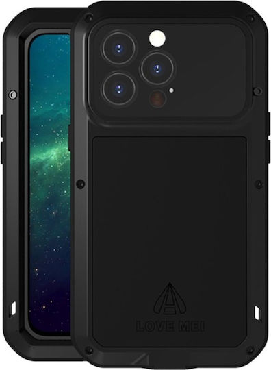 Love Mei Umschlag Rückseite Metallisch Schwarz (iPhone 13 Pro)