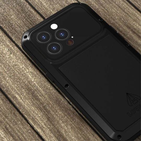 Love Mei Umschlag Rückseite Metallisch Schwarz (iPhone 13 Pro)